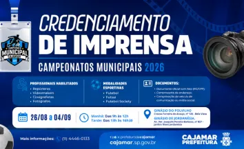 Prefeitura de Cajamar abre credenciamento de imprensa para os Campeonatos Municipais 2026